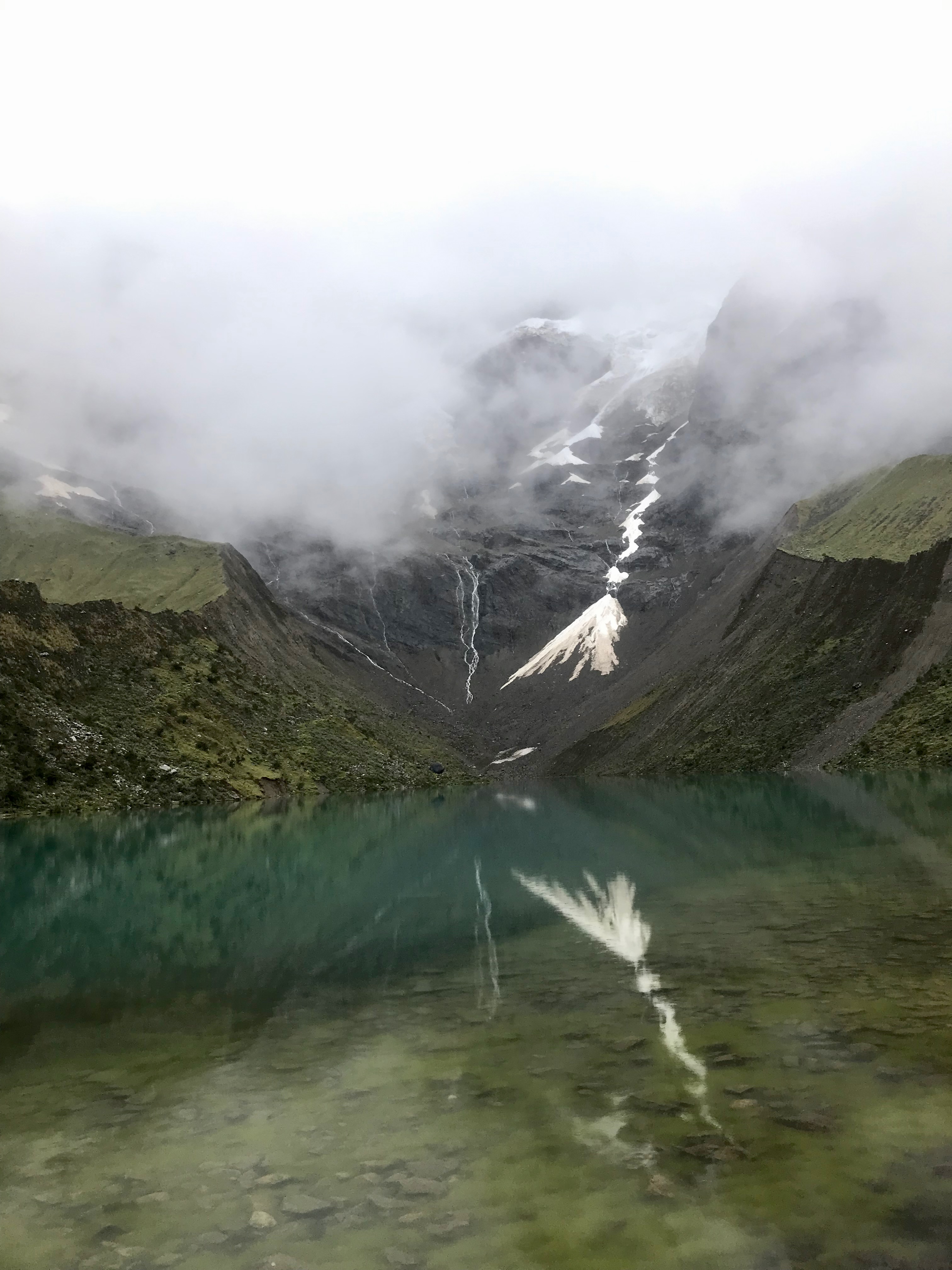 Mountain lake and surrounding watershed in Cuzco, Peru